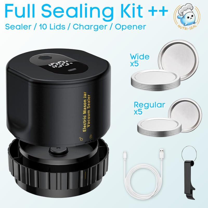 Electric Mason Jar Vacuum Sealer Kit for Food Storage & Preservation