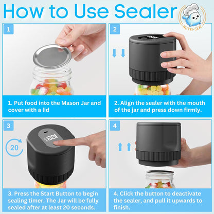 Electric Mason Jar Vacuum Sealer Kit for Food Storage & Preservation