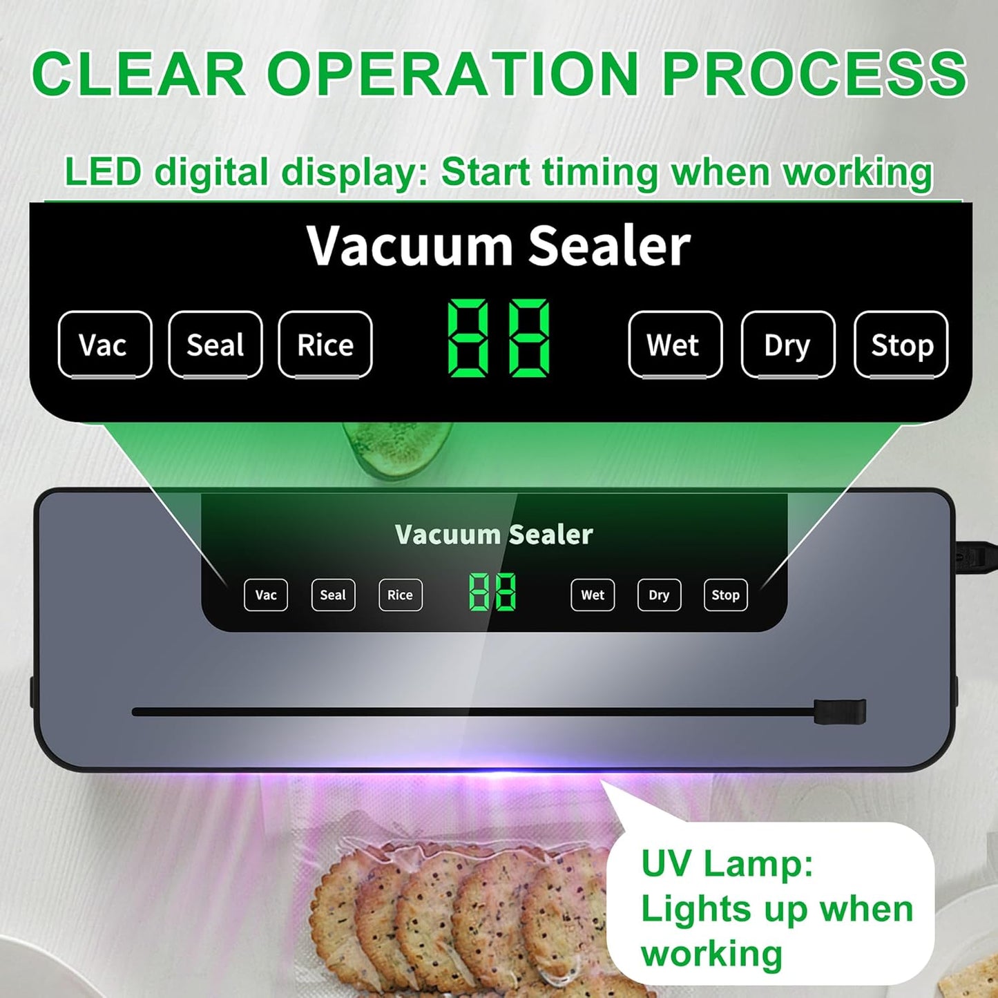 Vacuum Food Sealer Machine with Built-In Cutter