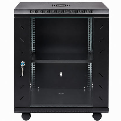 12U Network Server Cabinet Wall Mount Data Rack Enclosure 19 Inch Deep with Locking Glass Door