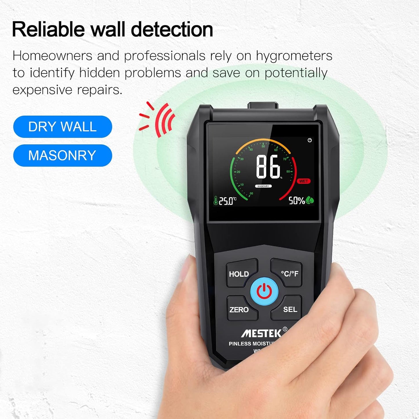 MESTEK Inductive Pinless Moisture Meter
