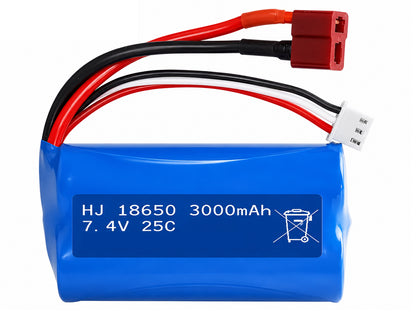 Rechargeable Battery for RC Car - 7.4V 3000mAh Li-ion