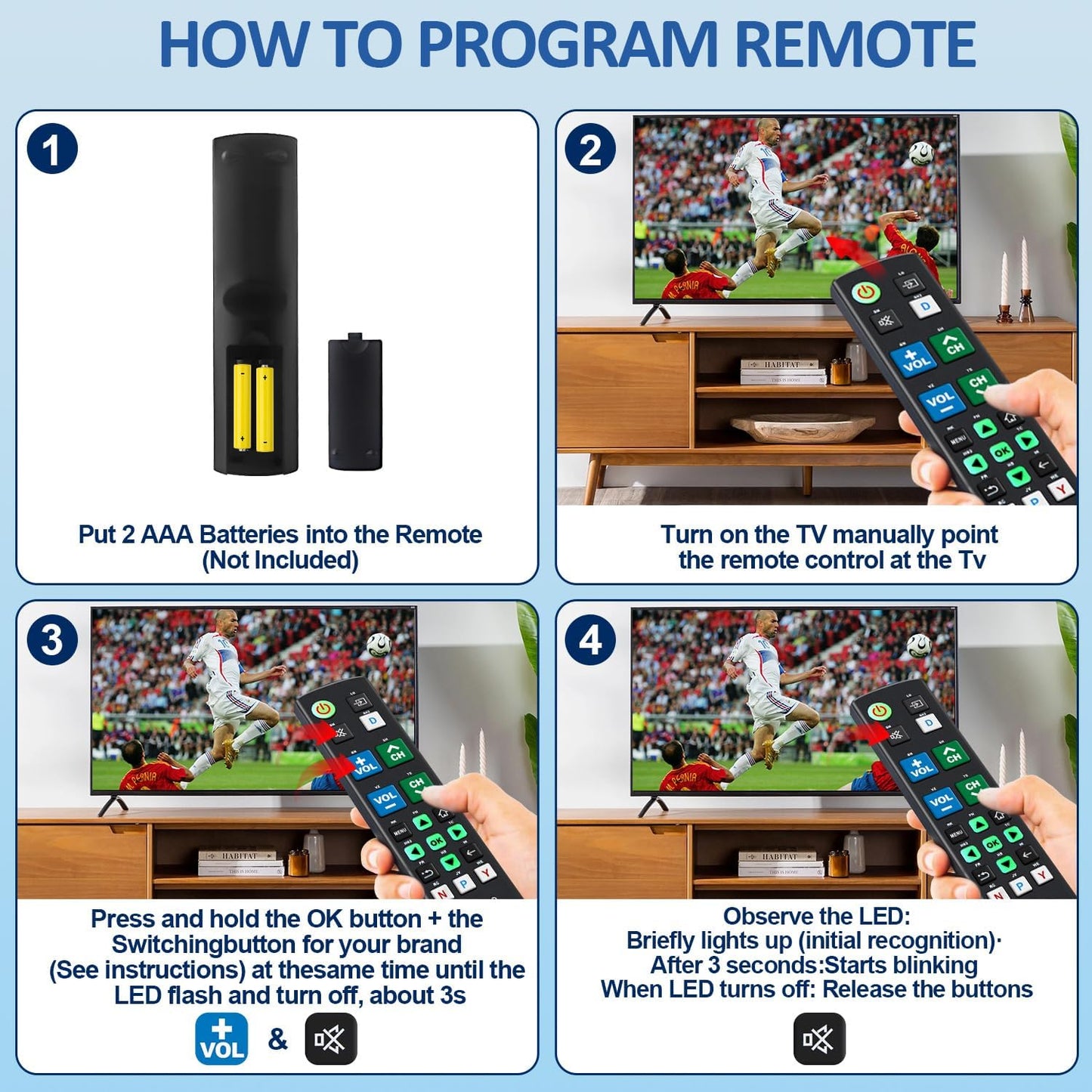 Universal Big Button TV Remote Replacement