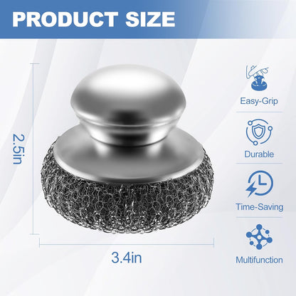 Steel Scrubber 8PCS Cleaning Pad Set with 2 Handles