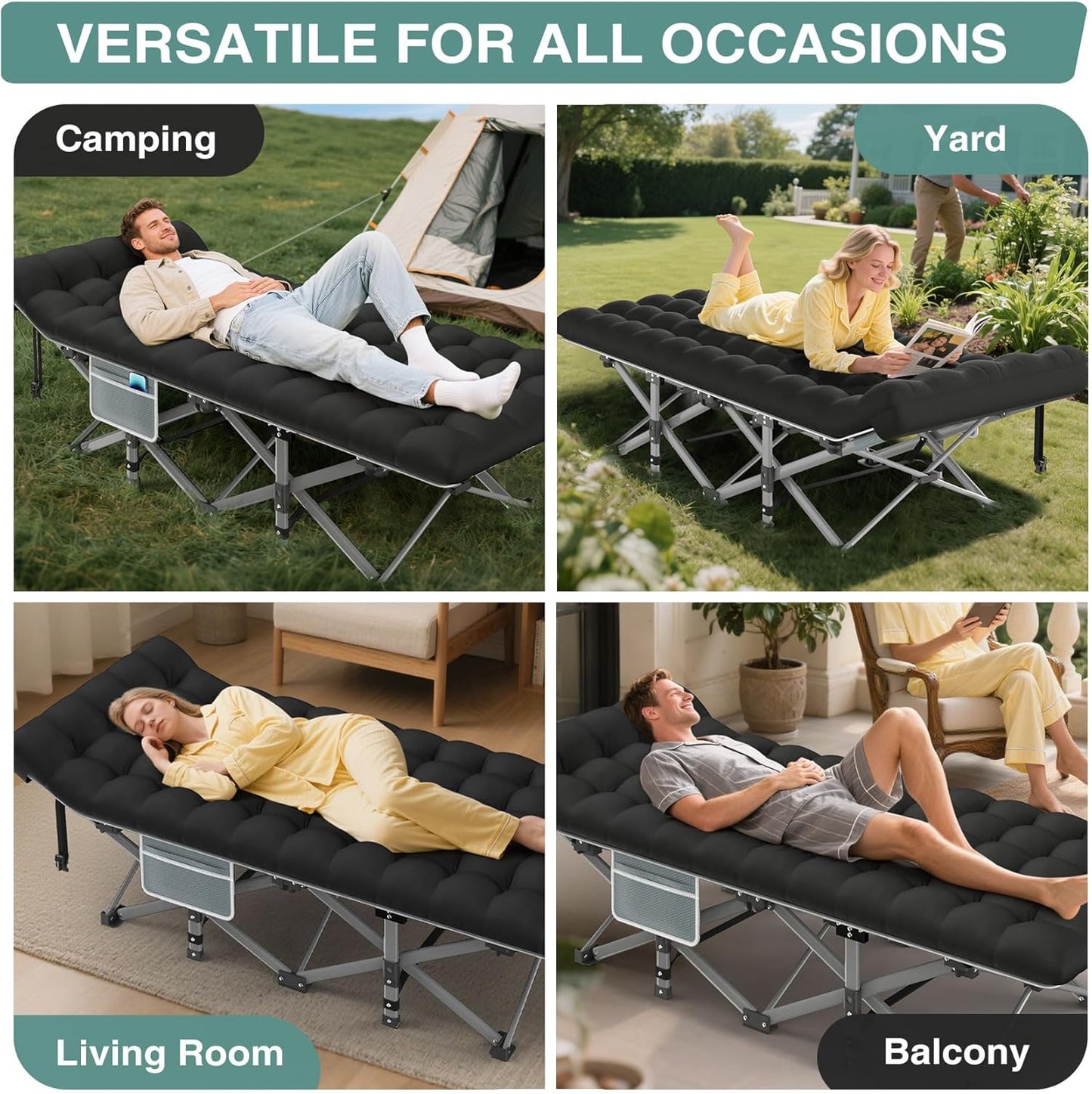 Folding Camping Bed Cots with Mattress