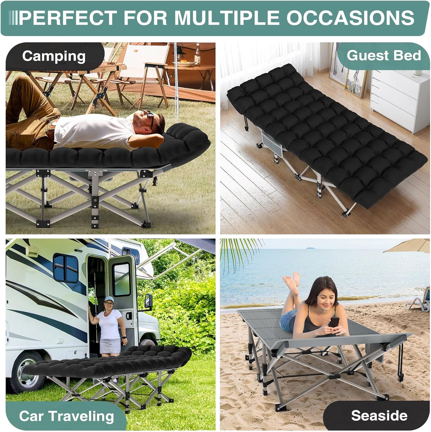 Folding Camping Bed Cots with Mattress