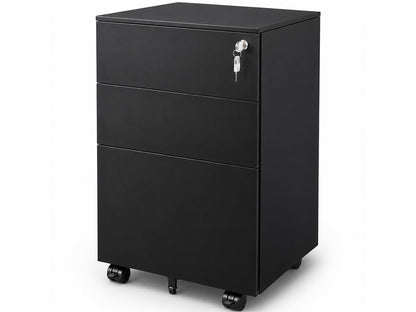 Office Cabinet with Wheels and Lock - Black