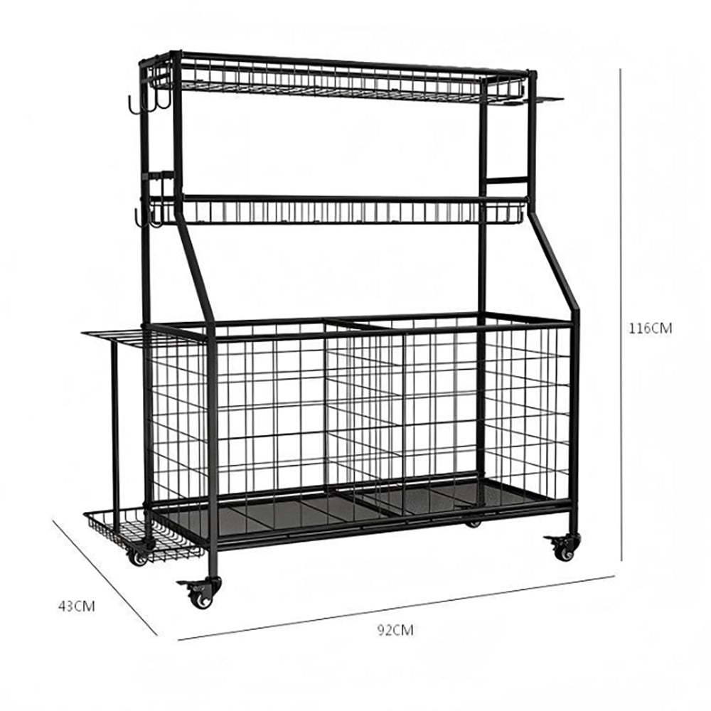 Sports Equipment Organizer Storage with Wheels Multi-Sport Garage Gym