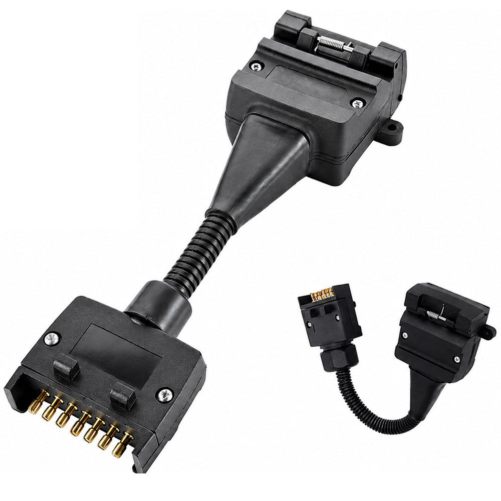 7 Pin Flat Plug To 12 Female Socket Adaptor Trailer Connector