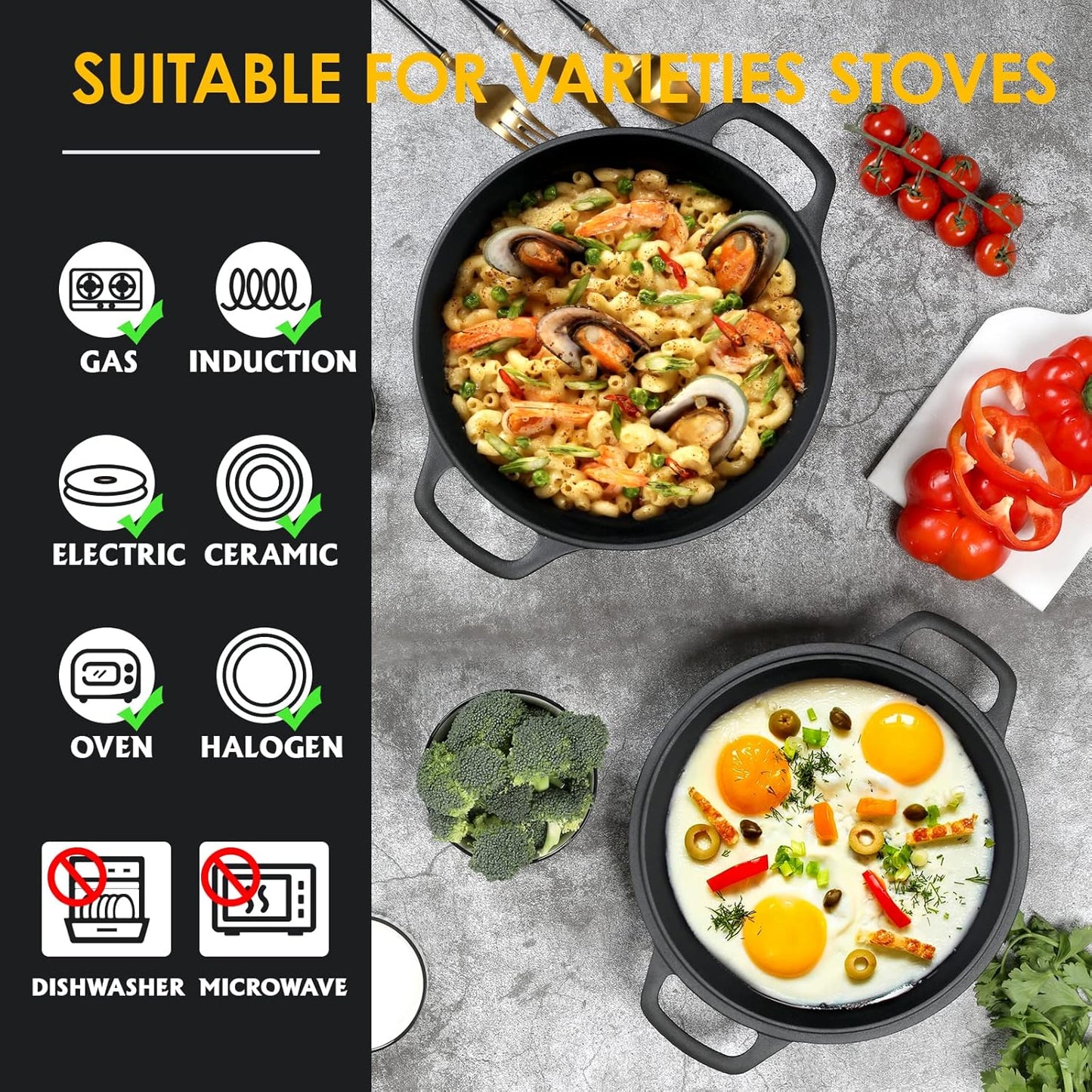 2 In 1 Cast Iron Dutch Oven Set With Lid