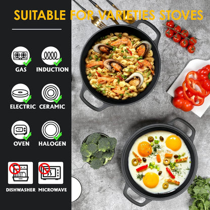 2 In 1 Cast Iron Dutch Oven Set With Lid