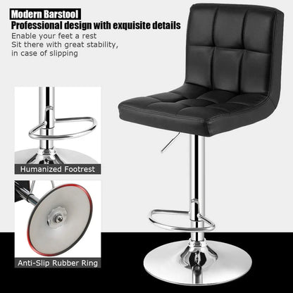 Adjustable Bar Stools  Black (Set of 2)