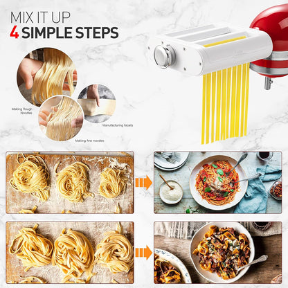 Pasta Maker Attachment for KitchenAid Stand Mixers 3 in 1 Set