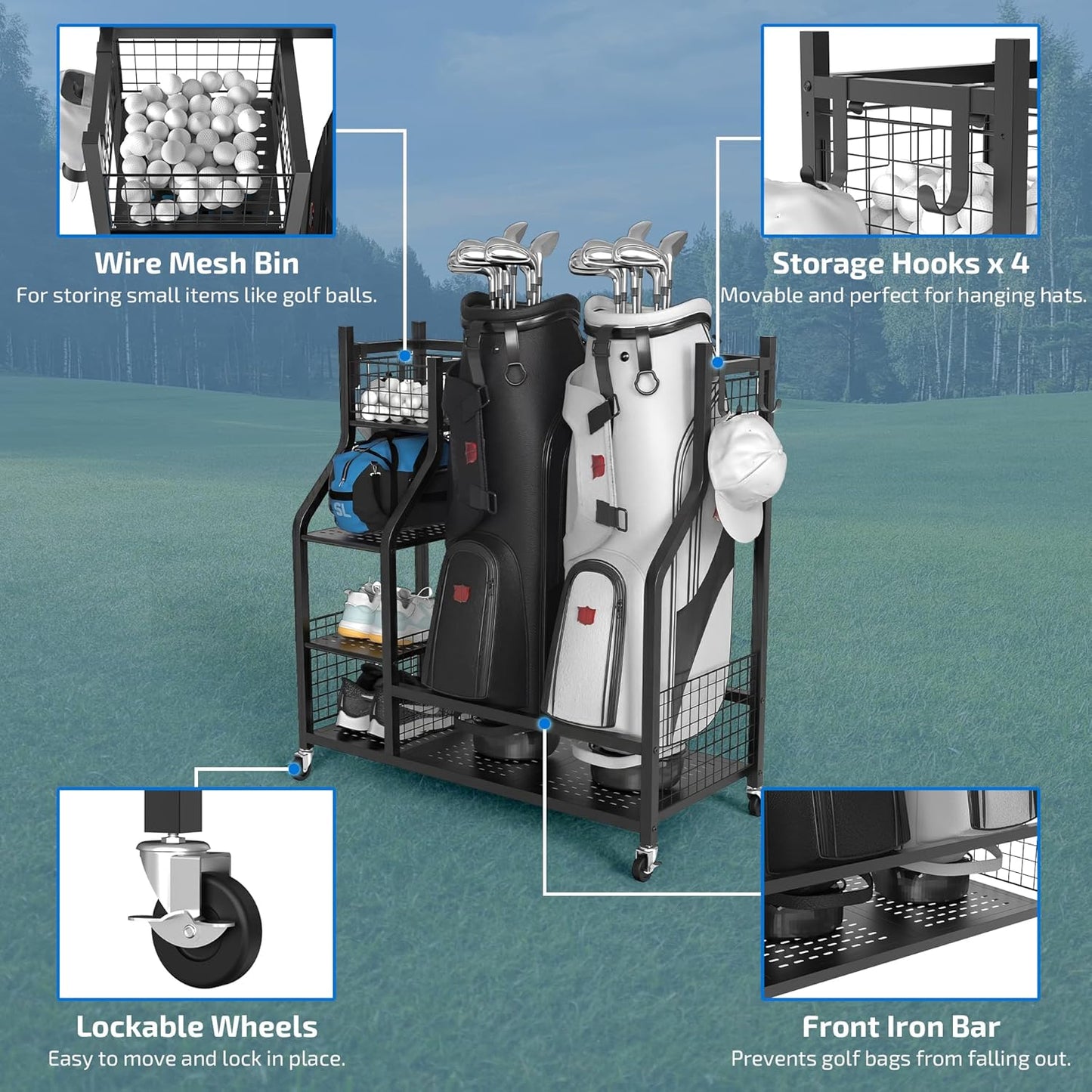 Golf Bag Holder Club Organizer Rack