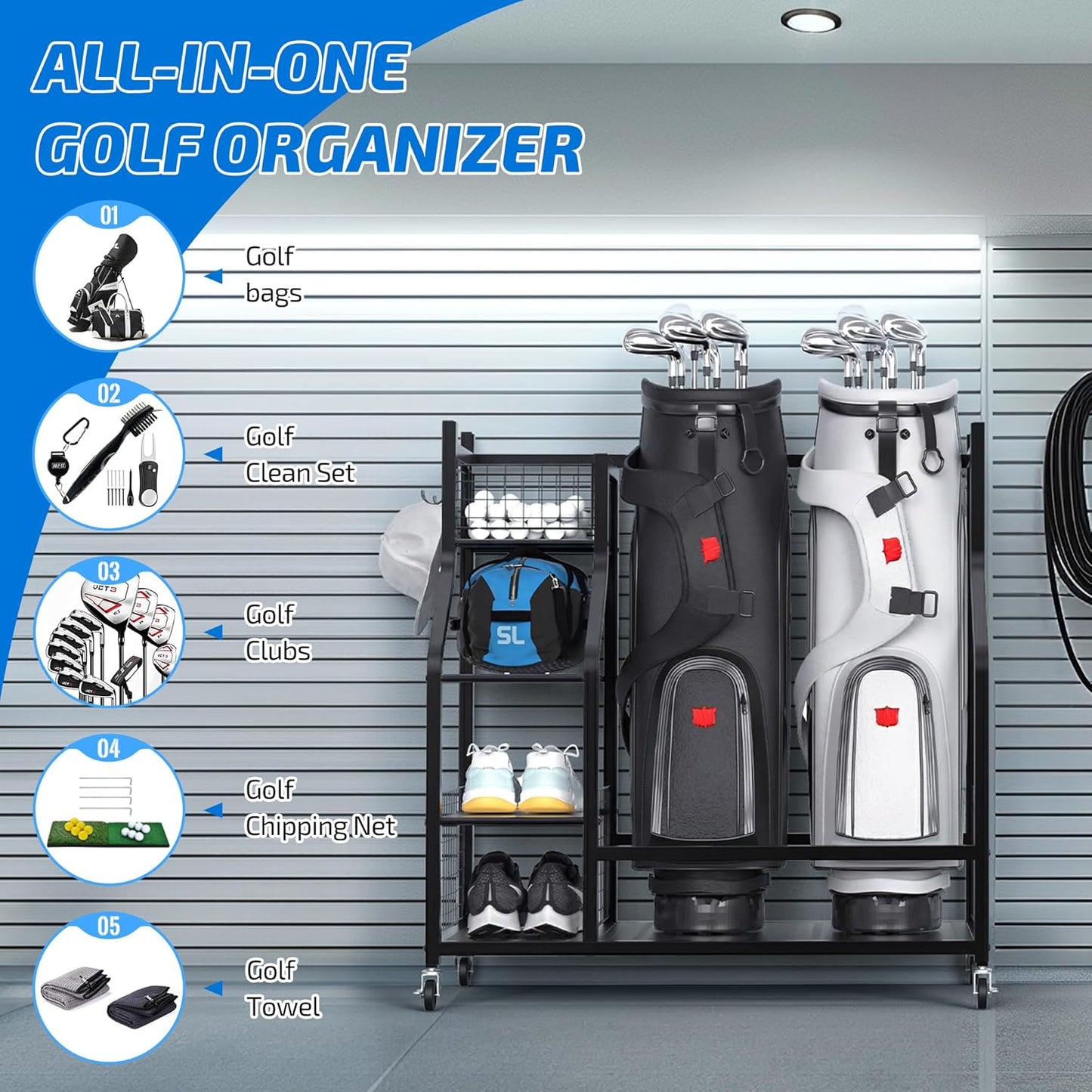 Golf Bag Holder Club Organizer Rack