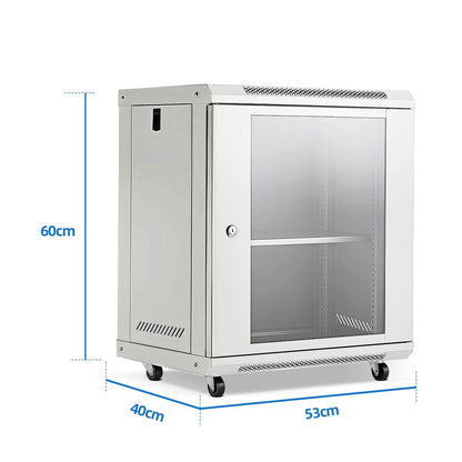 12U Network Server Cabinet Wall Mount Data Rack Enclosure 19 Inch Deep with Locking Glass Door