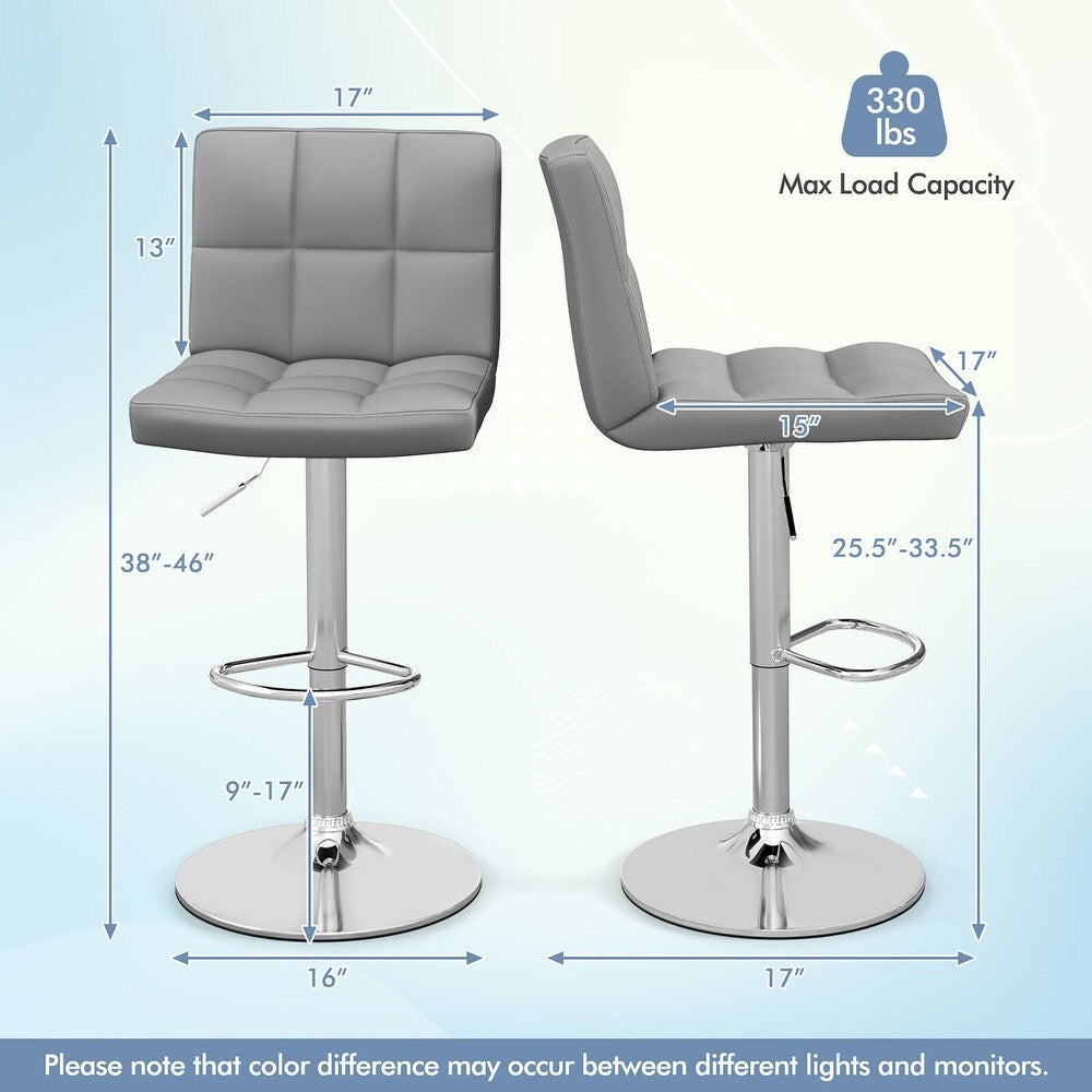 Adjustable Bar Stools Grey (Set of 2)