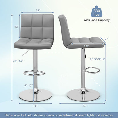 Adjustable Bar Stools Grey (Set of 2)