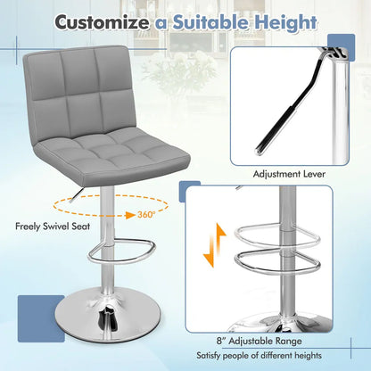 Adjustable Bar Stools Grey (Set of 2)