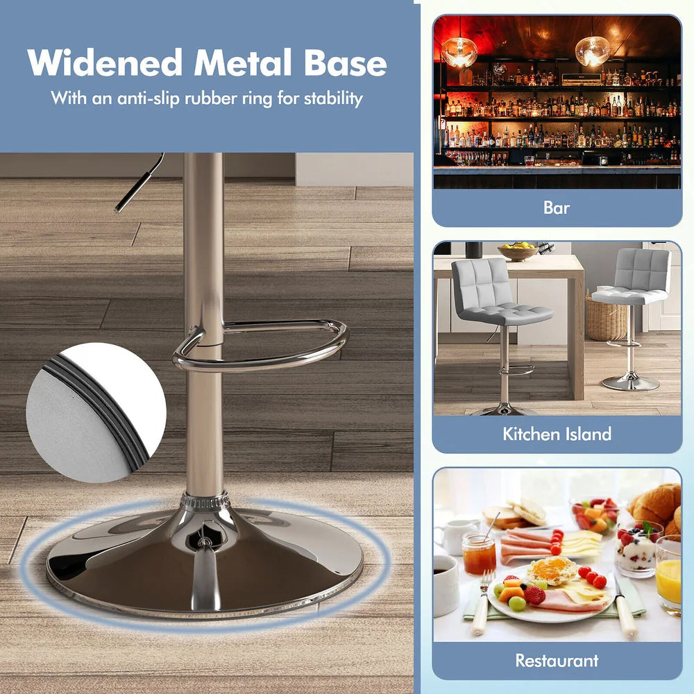 Adjustable Bar Stools Grey (Set of 2)