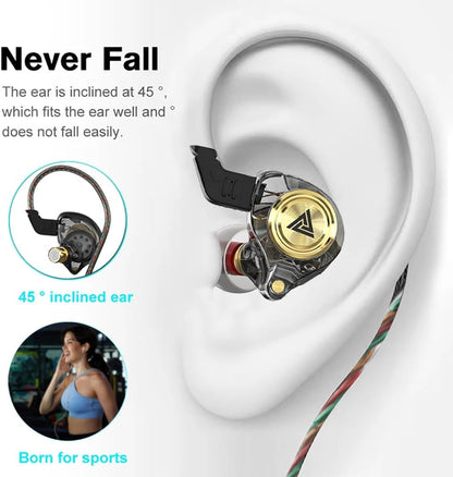 Wired Stereo Earphones In-Ear Earbuds w/On-Cable Mic For Phones Black
