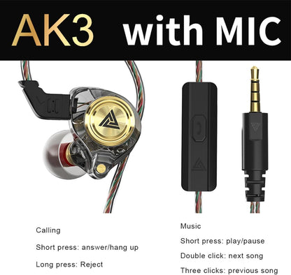 Wired Stereo Earphones In-Ear Earbuds w/On-Cable Mic For Phones Black