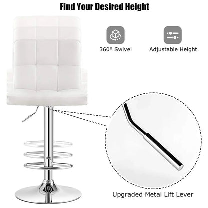 Adjustable Bar Stools  White (Set of 2)