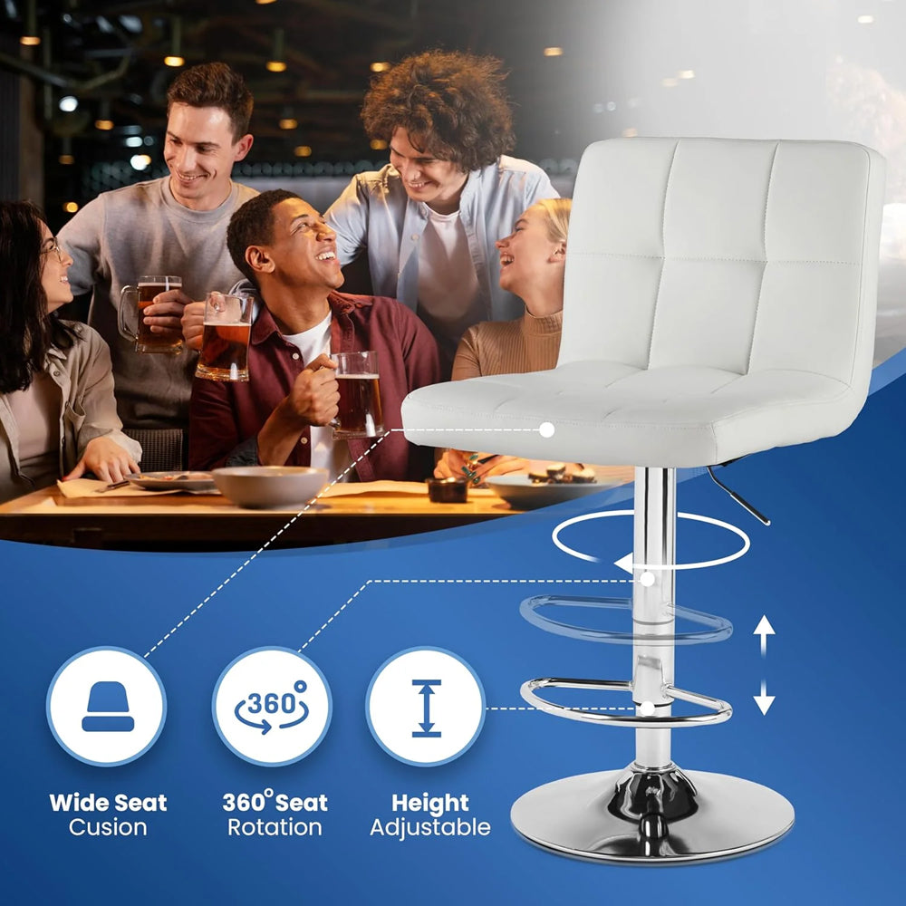 Adjustable Bar Stools  White (Set of 2)