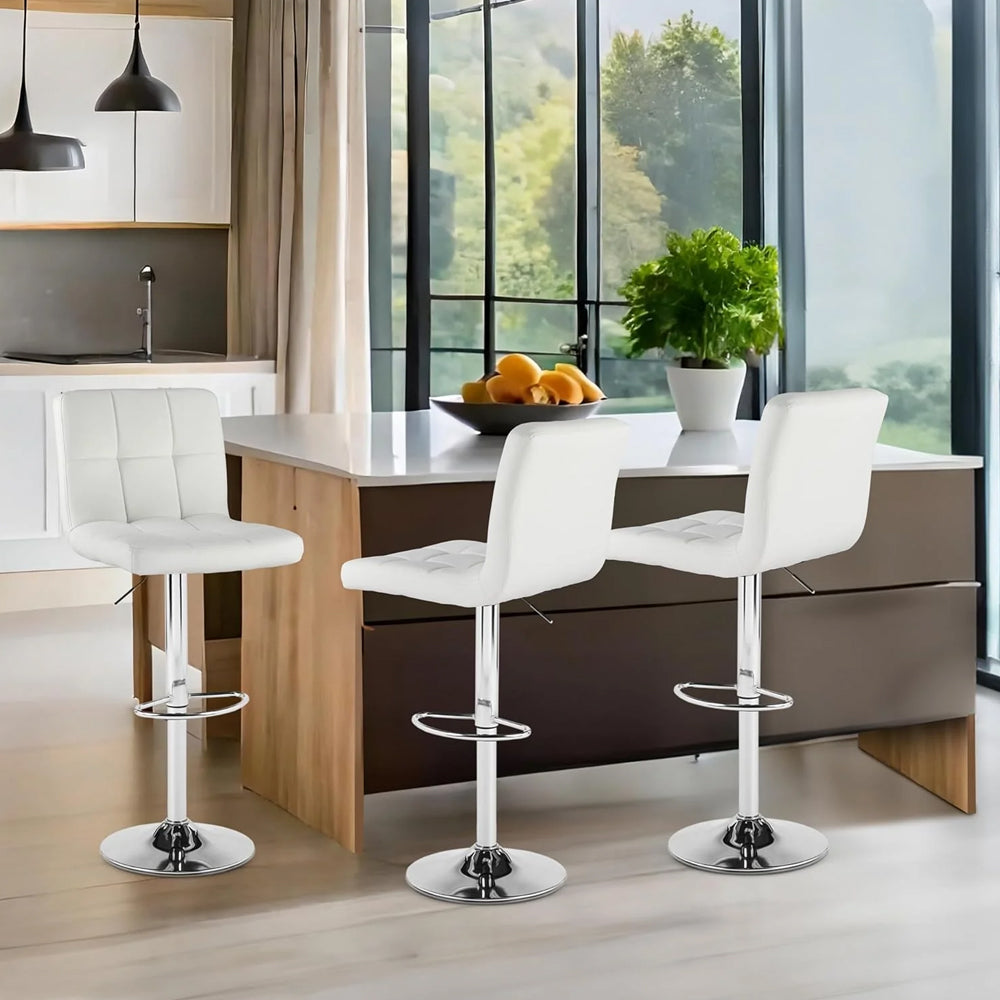 Adjustable Bar Stools  White (Set of 2)
