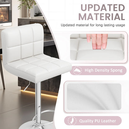 Adjustable Bar Stools  White (Set of 2)