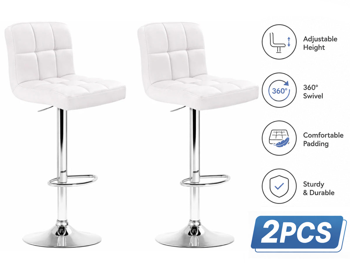 Adjustable Bar Stools  White (Set of 2)