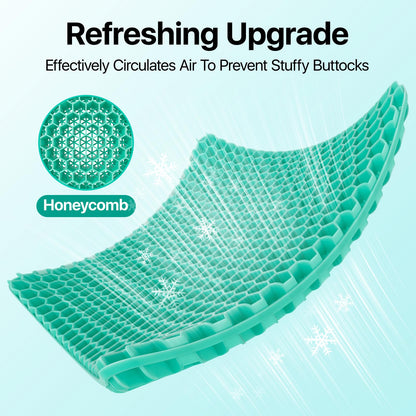 Double Layer Gel Honeycomb Seat Cushion – Breathable Cooling Chair Pad with Removable Non-Slip Cover for Office, Car and Home