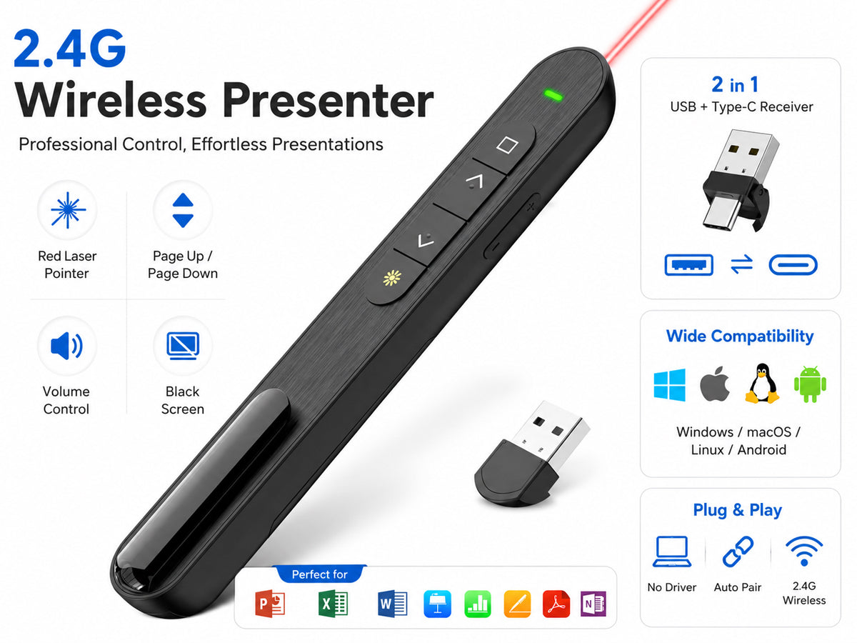 Wireless Presenter Remote 2.4GHz Presentation Clicker PowerPoint Remote