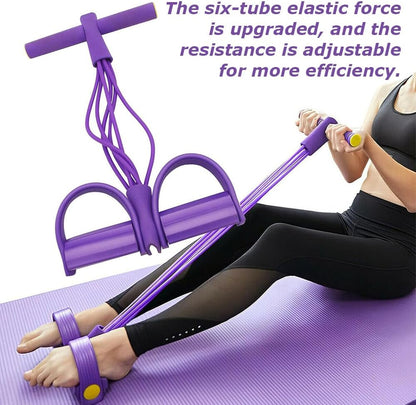6 Tube Resistance Band Ankle Puller Foot Pedal Fitness Exercise Rope-blue