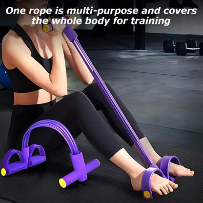 6 Tube Resistance Band Ankle Puller Foot Pedal Fitness Exercise Rope-blue