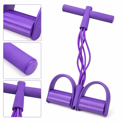 6 Tube Resistance Band Ankle Puller Foot Pedal Fitness Exercise Rope-blue