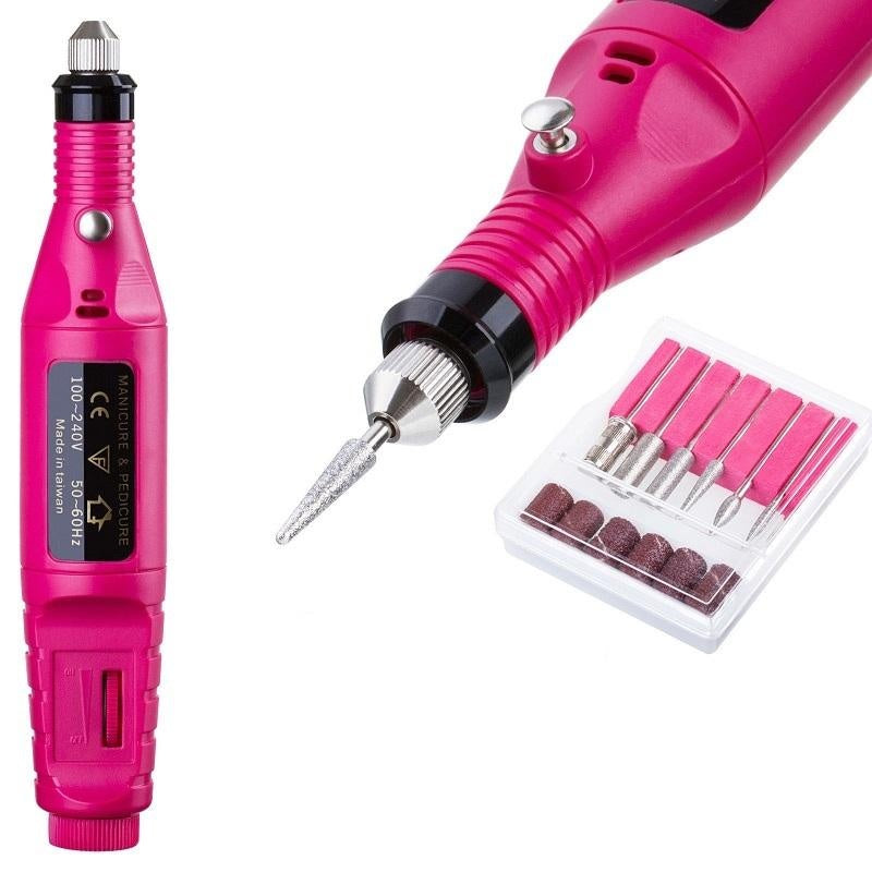 Pedicure manicure set electric nail drill in pink colour
