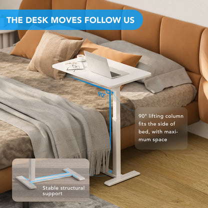 Overbed Bedside Table with Pneumatic Height Adjustment