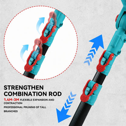 Cordless Chainsaw – 6-Inch 21V Brushless Mini Chainsaw with 1.4m–3m Extension Pole and 2 Batteries