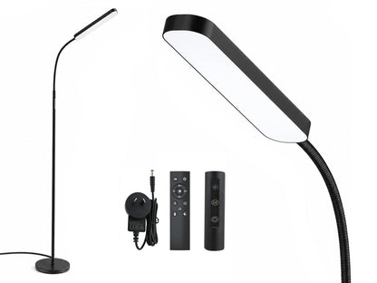 LED Floor Lamp with Remote, Touch Control, Dimmable Light & Adjustable Gooseneck