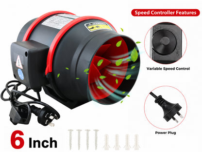 Inline Duct Fan Fan with Controller - 6 Inch