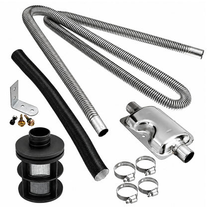 Diesel Heater Accessories – 100cm Stainless Steel Exhaust Muffler & Air Intake Kit (25mm)