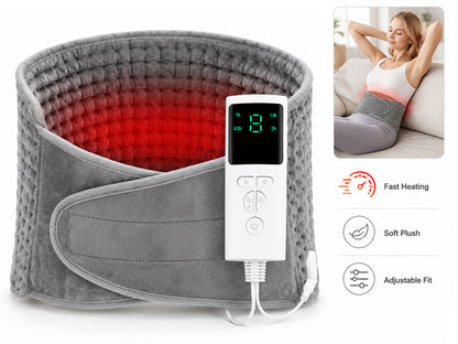 Electric Hot Heated Pad Blanket – Adjustable Heating Pad Belt with 9 Temperatures, 4 Timer Settings and Overheating Protection