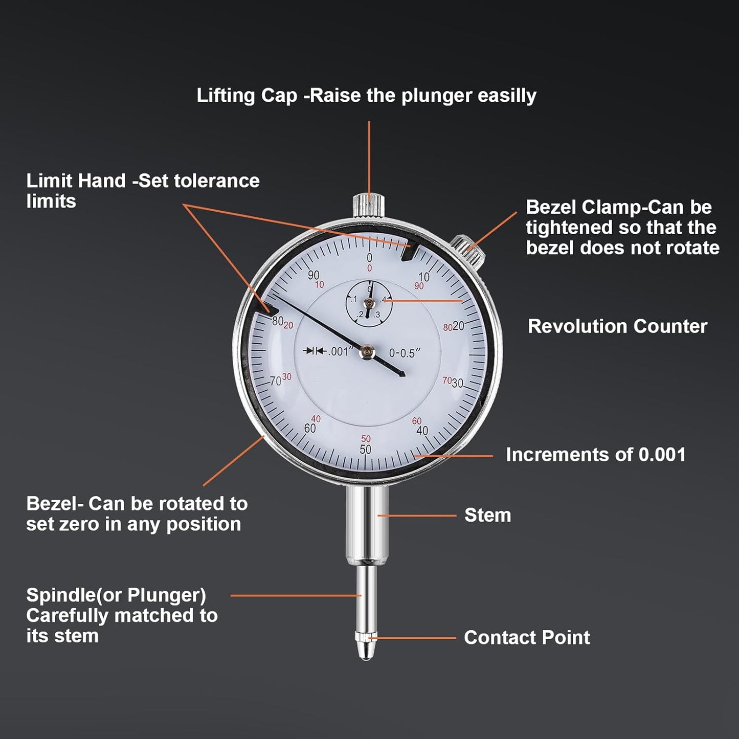 Dial Bore Gauge 50-160mm, Inner Diameter Measuring Tool with Bridge Guard