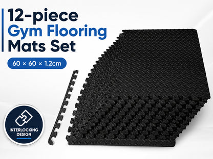 EVA Interlocking Exercise Floor Mats Gym Flooring Mats 12 PCS