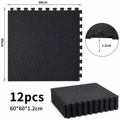 EVA Interlocking Exercise Floor Mats Gym Flooring Mats 12 PCS