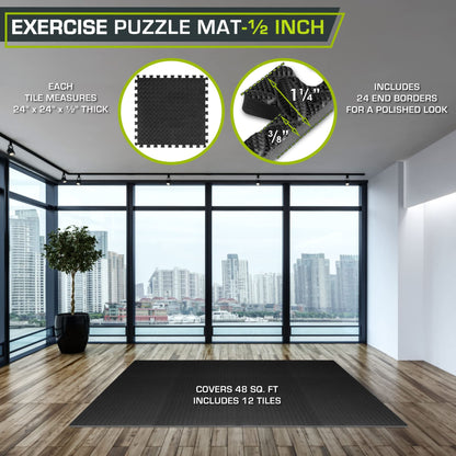 EVA Interlocking Exercise Floor Mats Gym Flooring Mats 12 PCS