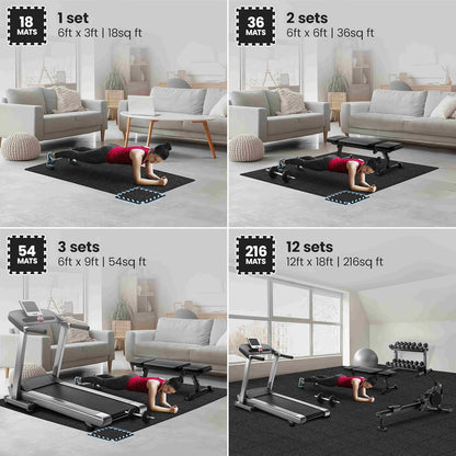 EVA Interlocking Exercise Floor Mats Gym Flooring Mats 12 PCS