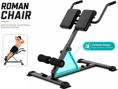 Adjustable Roman Chair Hyperextension Bench Back Extender
