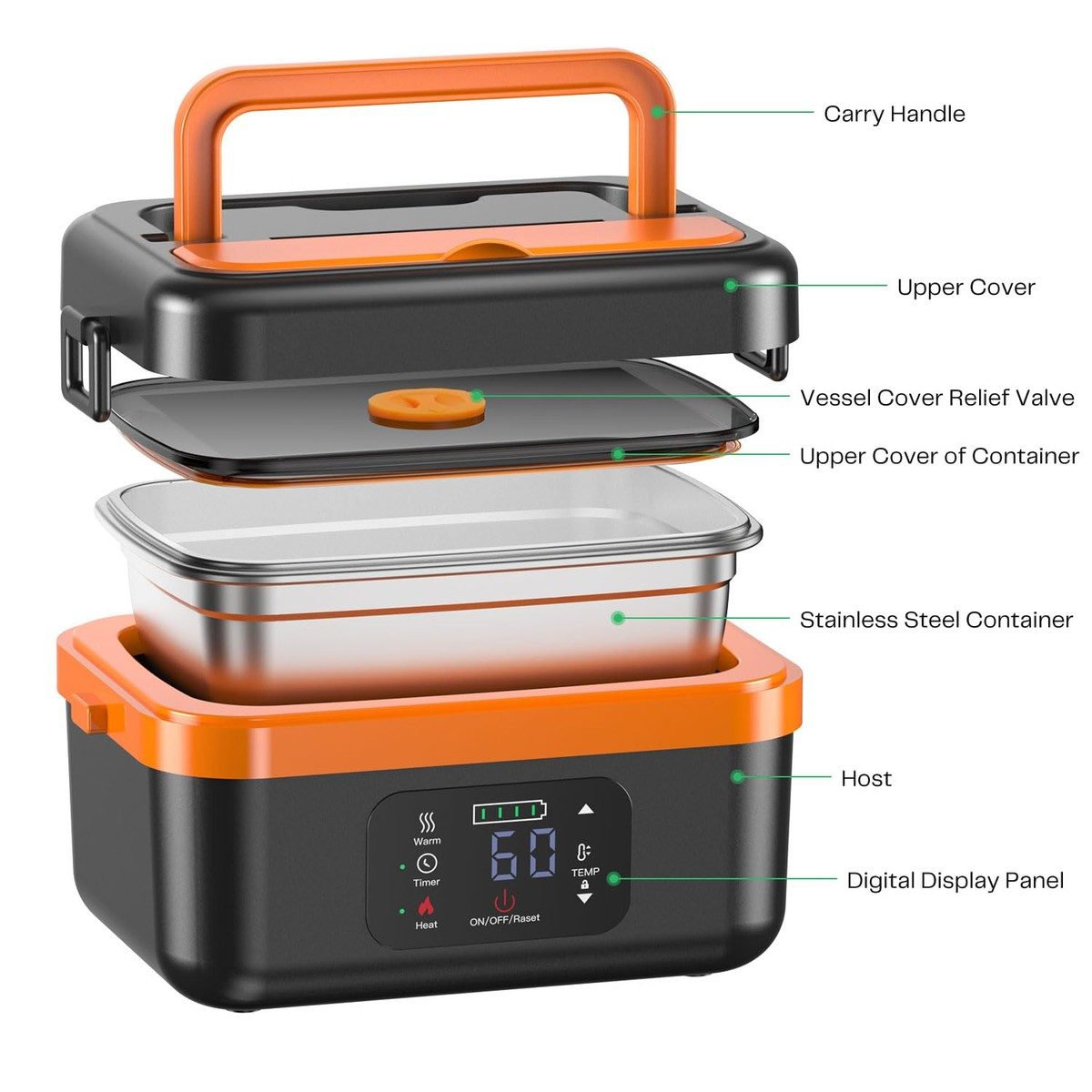 Electric Lunch Box Food Heater Food Warmer 1L